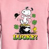 Boys' - Peanuts - Lucky Snoopy Graphic Long Sleeve Fleece Sweatshirt - 2 of 4