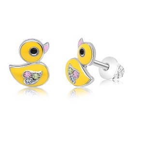 Chanteur Hypoallergenic Kids Jewelry Accessories Duckling CZ White Gold Palladium Plating Stud Earrings Surgical Titanium Posts - 1 of 1