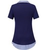 BLUEMING Womens Summer T-Shirts V Neck Faux Layering Shirts Color Block Polo Shirts Plaid Teacher Shirts - 2 of 4