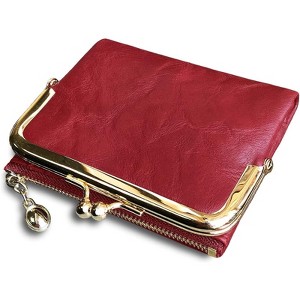 Clotth Women’s Vintage RFID Bifold Wallet - Compact Slim Design with Zipper Coin Pocket & Kiss Lock,PU Leather for Daily Use & Travel - 1 of 4