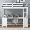 NicBex Twin Size Bunk Bed with Desk Wooden Bed Frame with Cabinet, Shelves, Drawers, Inclined Ladder and Guardrail, No Box Spring Required, White - 2 of 4