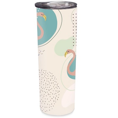 Elanze Designs Flamingo Abstract Teal Pink 20 ounce Stainless Steel Travel Tumbler