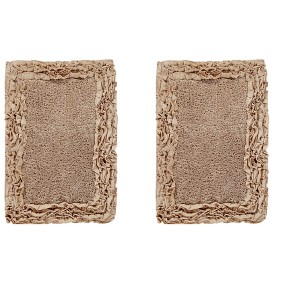 Shaggy Border Collection 2-Piece Bath Rug Set 100% Cotton Tufted Weave Ruffle Border Pattern Bathroom Rug for Machine Washable Bathmat - 1 of 4