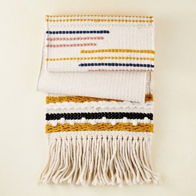 72" x 14" Cotton Textured Table Runner with Fringe Black/White/Gold - Opalhouse™ designed with Jungalow™