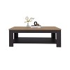 Sapphtopaz Two-Tone Rectangle Coffee Table with Bottom Open Shelf & Natural Oak Top Center Table Wood Coffee Tables Dining Table for Living Room - 3 of 4