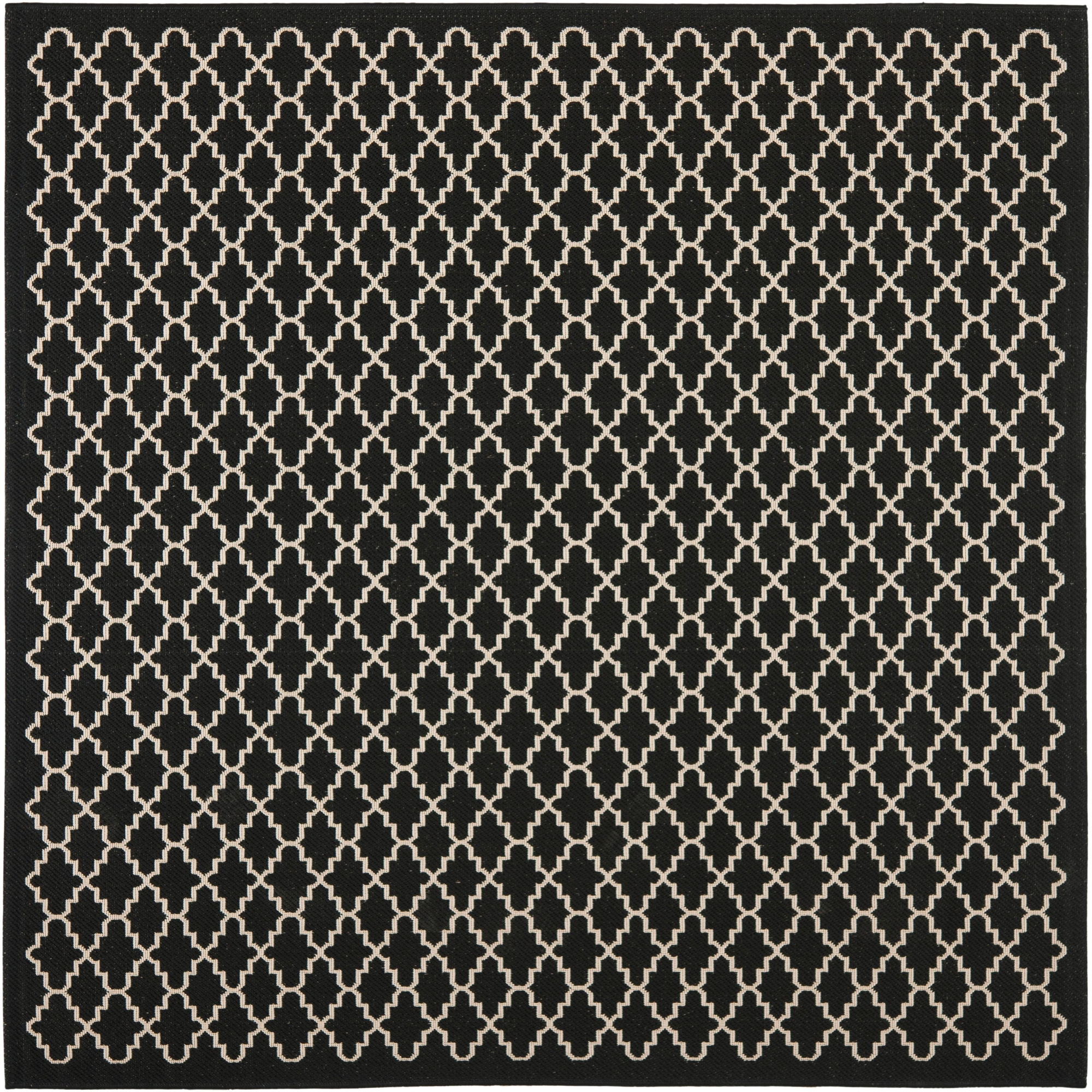 Courtyard CY6919 UV & Stain Resistant Non-Shedding Power Loomed Indoor/Outdoor Area Rug - Black/Beige - 6'7"x6'7" - Safavieh