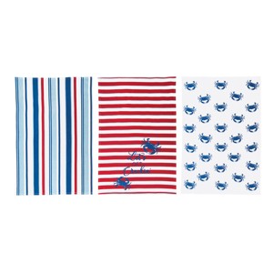 C&F Home Blue Crab Patriotic 4th of July Printed Flour Sack Kitchen Towel Dishtowel Decoration Set of 3 - 1 of 4