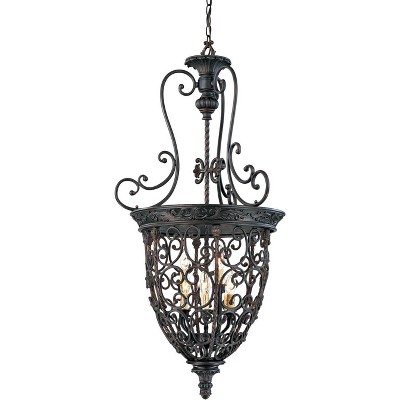 Franklin Iron Works Rubbed Bronze Foyer Chandelier 22 1/2" Wide 9-Light French Scroll for Dining Room House Kitchen Entryway