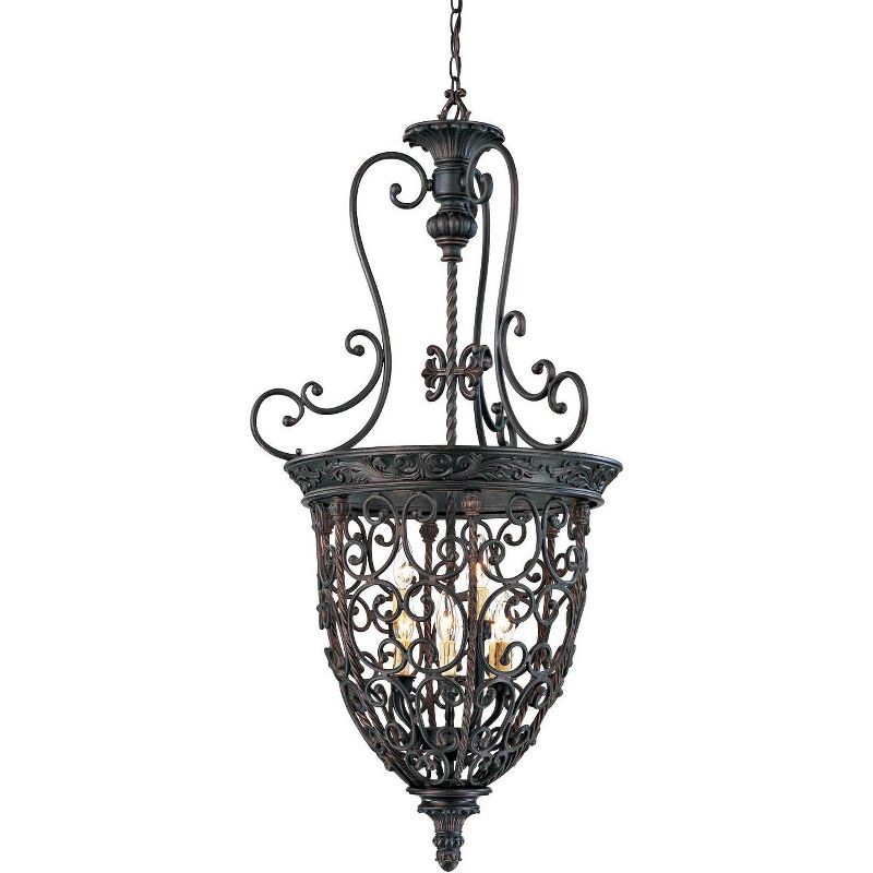 Franklin Iron Works French Scroll Rubbed Bronze Chandelier 22 1/2" Wide Rustic 9-Light Fixture for Dining Room House Kitchen Island Entryway Bedroom, 1 of 8