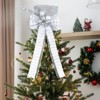Christmas Tree Topper, Christmas Decorations 9.84 in Glitter Bow - with Decorative Spruce Branch, Xmas Holiday Decor for Tree - 2 of 4