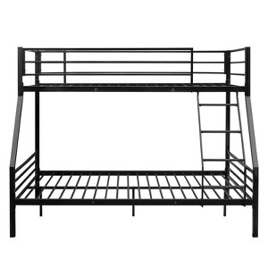 Karl Home Black Bunk Bed Twin Over Full Size for Kids Teens Adults/Flat Steps/Heavy Duty Metal Slat - 1 of 4