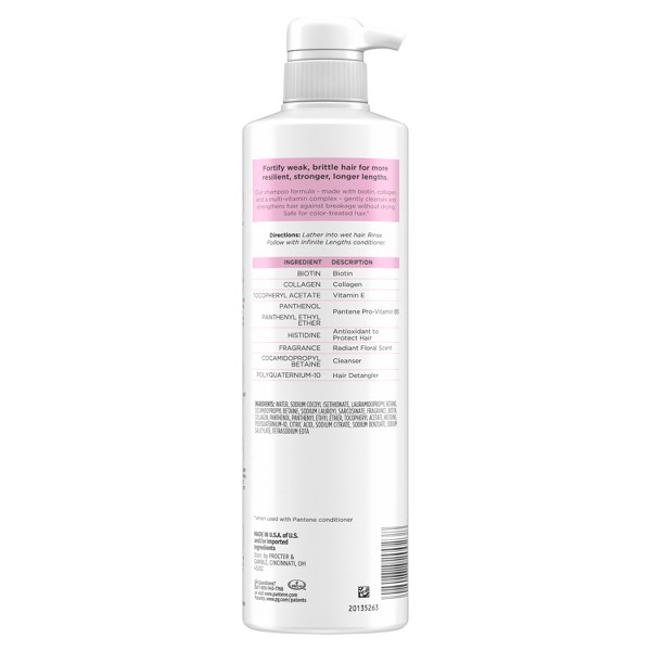 Pantene Pro-V Miracles Infinite Lengths Biotina + Colágeno Champú Sin Sulfatos - 13.5 fl oz: Crecimiento Capilar, Limpieza Básica, Fortalecimiento 2