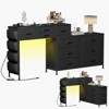 WOWLIVE Dresser for Bedroom with Charging Station and LED Light, Rotatable Vanity Desk with Fabric Drawers and Side Pockets, HD041 - 2 of 4