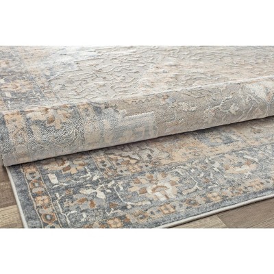 Floral Medallion Taupe Grey 8' Round Synthetic Area Rug