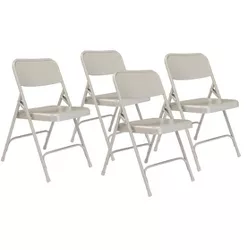 Set of 4 Premium All Steel Folding Chairs Gray - Hampden Furnishings