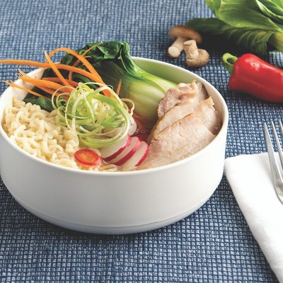 Set of 2 White Plastic Microwave Safe Soup and Salad Bowls