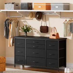 Dresser for Bedroom with Power Outlets, 55 inch TV Stand with Wood Tabletop, 10 Drawers Dresser with Big Storage - 1 of 4