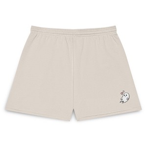 Dalix Heartly Ghost Embroidered Fleece Short Sweats Soft Warm Womens - 1 of 4