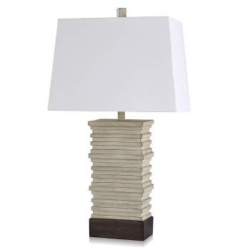 31" Casual Stacked Plate Design Table Lamp Cream - StyleCraft