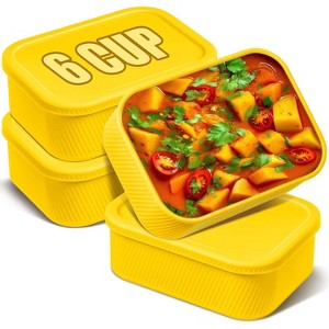 4 Pcs Silicone Freezer Trays with Lid, Reusable Rectangle Soup Containers & Ice Molds for Soups, Sauces, Stews - 1 of 4