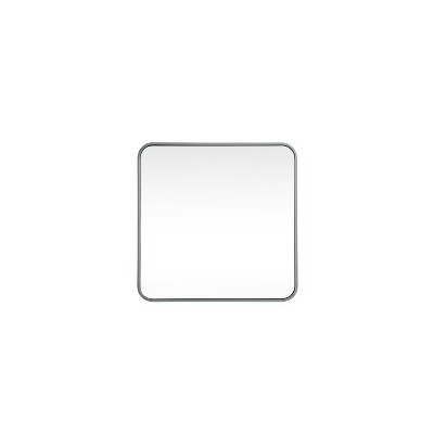 Elegant Lighting Soft Corner Metal Square Mirror 24x24 inch in Silver