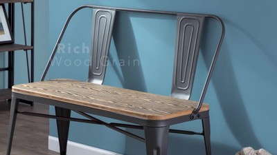 Oregon Contemporary 42'' Brown and White Industrial Dining Bench