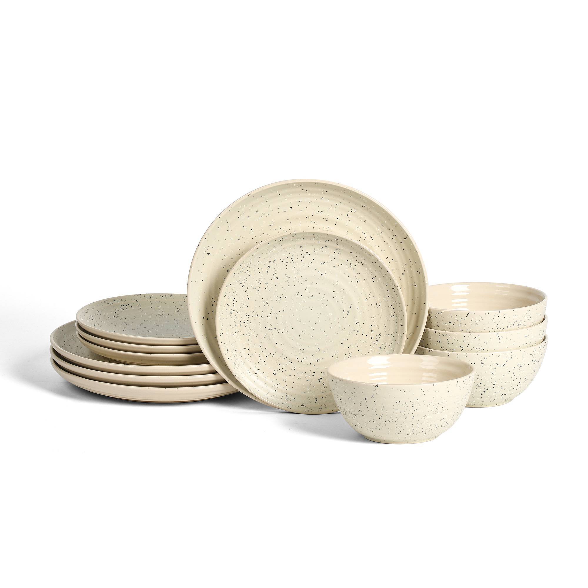 12pc Dua Stoneware Dinnerware Set White