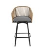 Outdoor Bar Set, 3 Pcs Patio Bar Chairs with Cushions, Bar Patio Set with 2 Height Bar Chairs and Round Bar Glass Tabletop-Coolbibila - 3 of 4