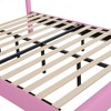 KTMBDW Upholstered LED Bed Frame, Leather Princess Platform Bed with Crown Headboard, No Box Spring Needed, Pink - 3 of 4