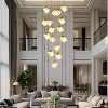 CityFurn 16/20-Light Cluster Chandelier Gold Ceiling Pendant with Alabaster Shades - 3 of 4