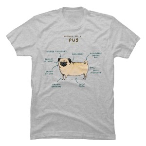 Men's Design By Humans Anatomy of a Pug By SophieCorrigan T-Shirt - 1 of 4
