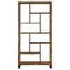 Vynxaria Antique-Style 6-Tier Rectangular Bookcase Var. Height Square/Rect Sections, Antique Nutmeg with Black Accents - 4 of 4