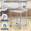 Commercial Steel Work & Prep Table, 3-Sided Backsplash Heavy Duty Prep Worktable, Casters Heavy Duty Food Prep Worktable for Hotel, Home, Restaurant - 2 of 4