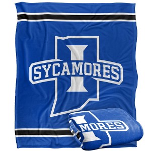 Indiana State University Primary Logo Stripes Silky 50x60 Blanket, 1 Sided - 1 of 4