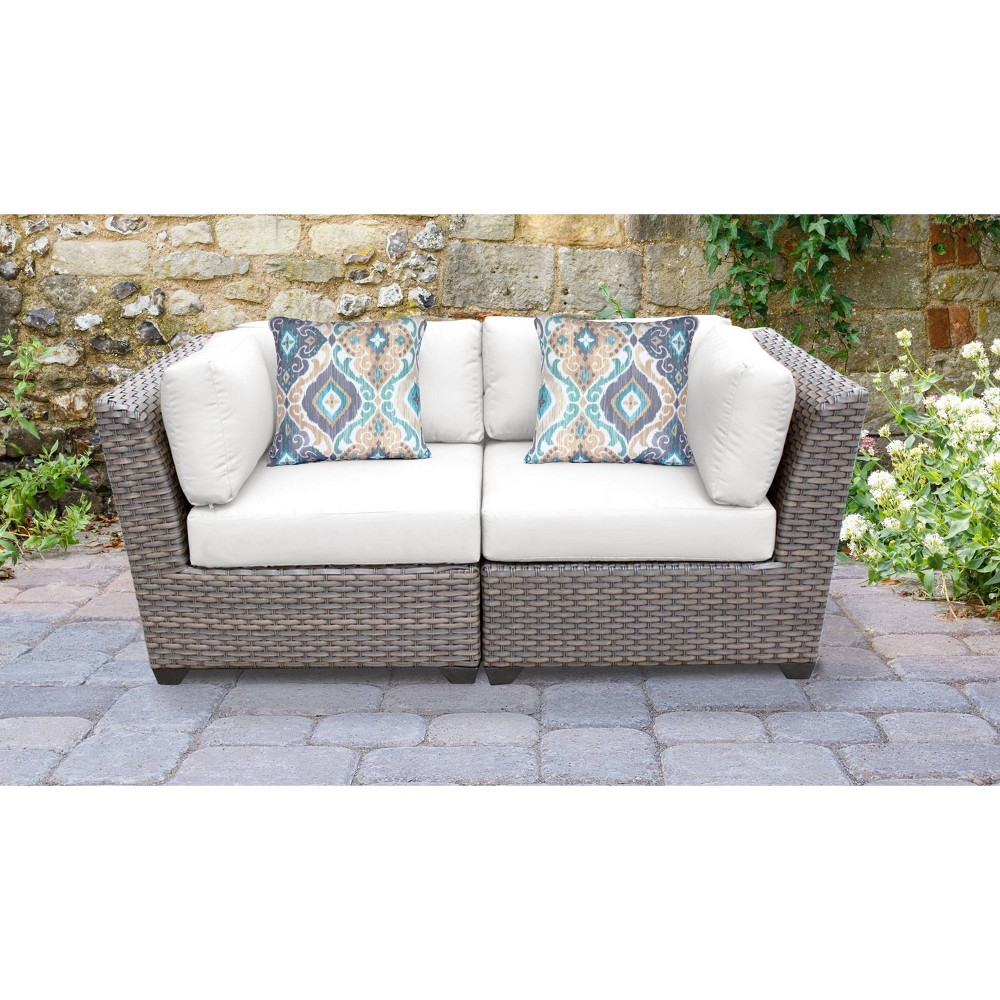 Florence 2pc Outdoor Sectional Loveseat with Cushions - White - TK Classics
