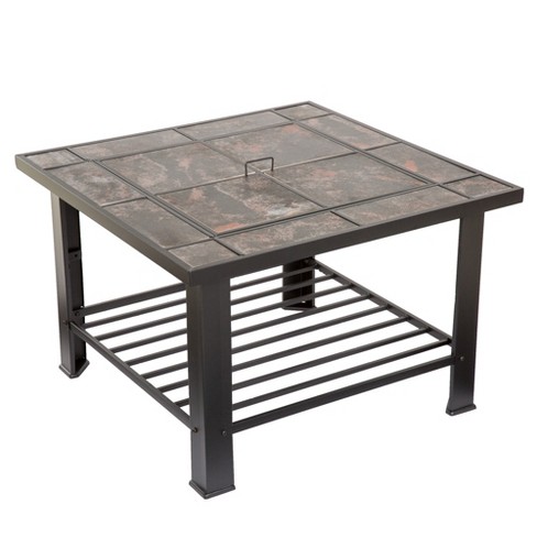 Nature Spring 30 Square Steel And Tile Wood-burning Fire Pit With Table  Top Cover : Target