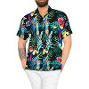 HAPPY BAY Men's Hawaiian Shirts Short Sleeve Button Down Shirt Pineapple Shirt Men Boho Vacation Casual Beach Shirts for Men M Tropical Parrots, Black - 3 of 4