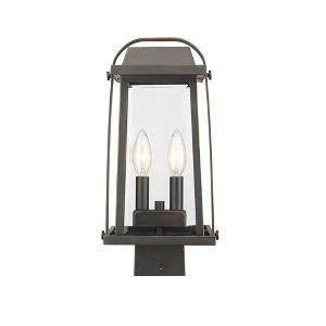 Millworks Outdoor Post Light - 2 Bulb, Dimmable, Wet Rated, Glass Lantern Design - 1 of 4