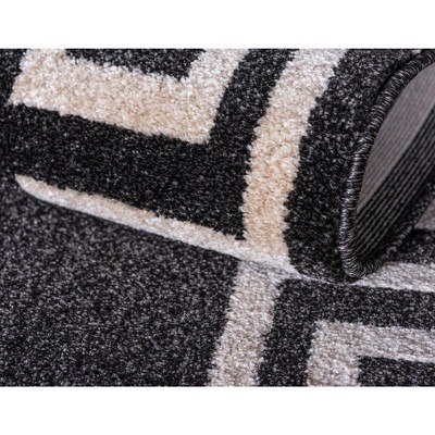Athens Charcoal Black 3'3" x 5'3" Geometric Synthetic Area Rug
