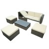 52.19"Patio Furniture Sets, 5-Piece Patio Wicker Sofa with Adustable Backrest, Cushions Gray - 3 of 4