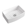 Fine Fixtures Premium White Fireclay Curved Apron Front Kitchen Sink for Home, Farmhouse (Grid & Strainer Included) - 2 of 4
