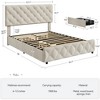 Homhougo Full Size Bed Frame with 4 Storage Drawers, Upholstered Platform Bed Frame with Adjustable Headboard, Diamond Stitched Button Tufted, Grey - 2 of 4