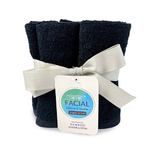 6pc Viscose from Bamboo Day and Night Facial Washcloth Set Black - BedVoyage: Dobby Weave, Moisture-Wicking, OEKO-TEX Certified - 1 of 4