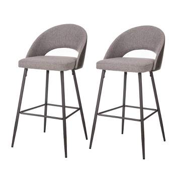 Set of 2 Leatherette Barstools with Tapered Metal Legs - Glitzhome