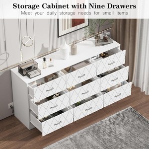 9 Drawer Dresser, 63'' Wooden Large Dresser with Power Outlet Wide Drawer, Modern Chest of Drawers for Closet, Storage Organizer Long - 1 of 4
