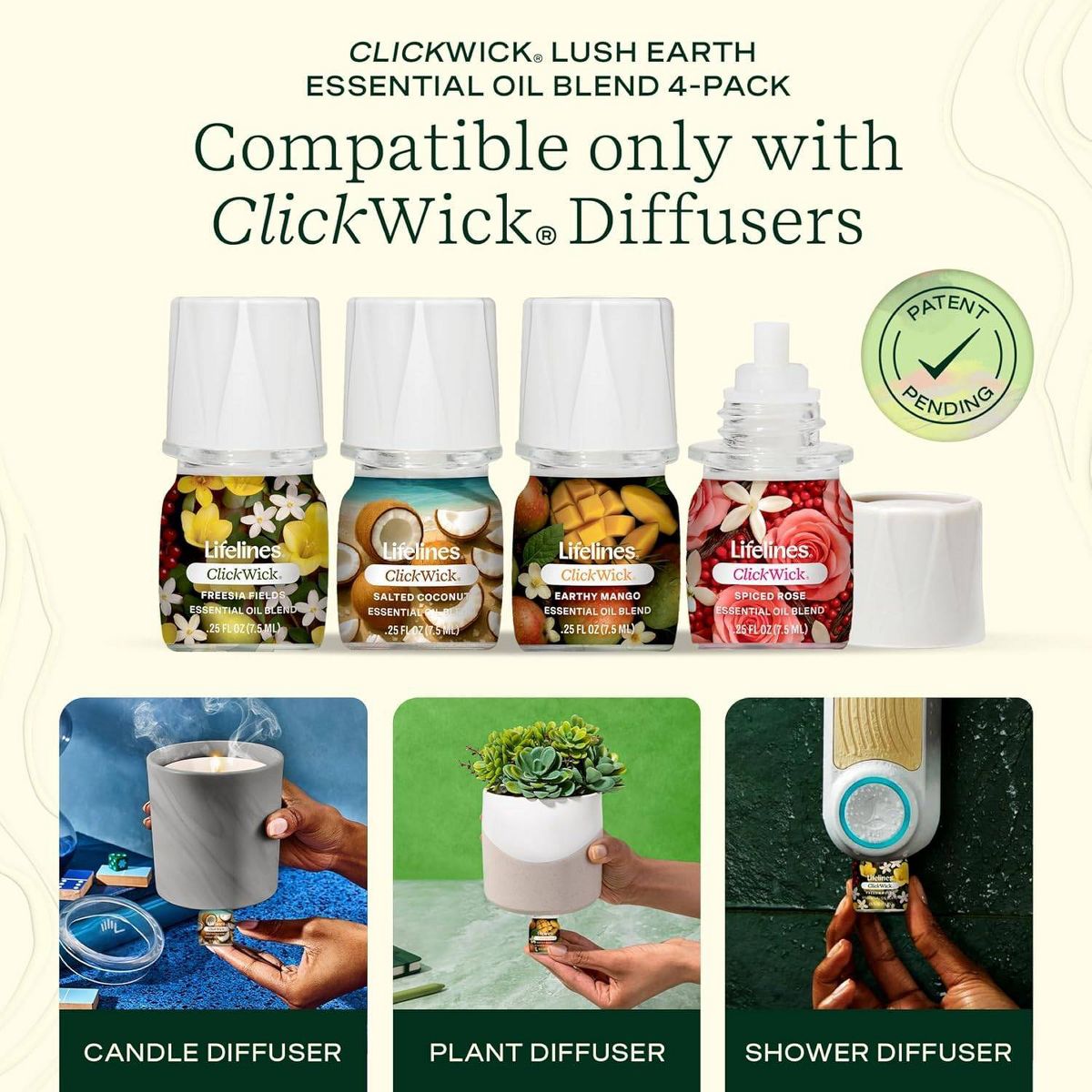 Lifelines 4pk Clickwick Lush Earth Collection Essential Oils - thumbnail 2