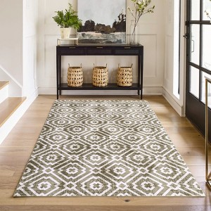 Modern Living Room Rug Washable Geometric Indoor Carpet Non lip Stain Resistant Foldable Soft Distressed Mat - 1 of 4