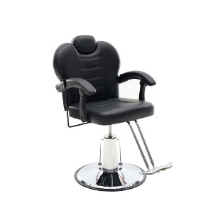 Adjustable Reclining Barber Chair with Hydraulic Pump, 360° Swivel, Heavy Duty Construction and Anti-Slip Base - 1 of 4