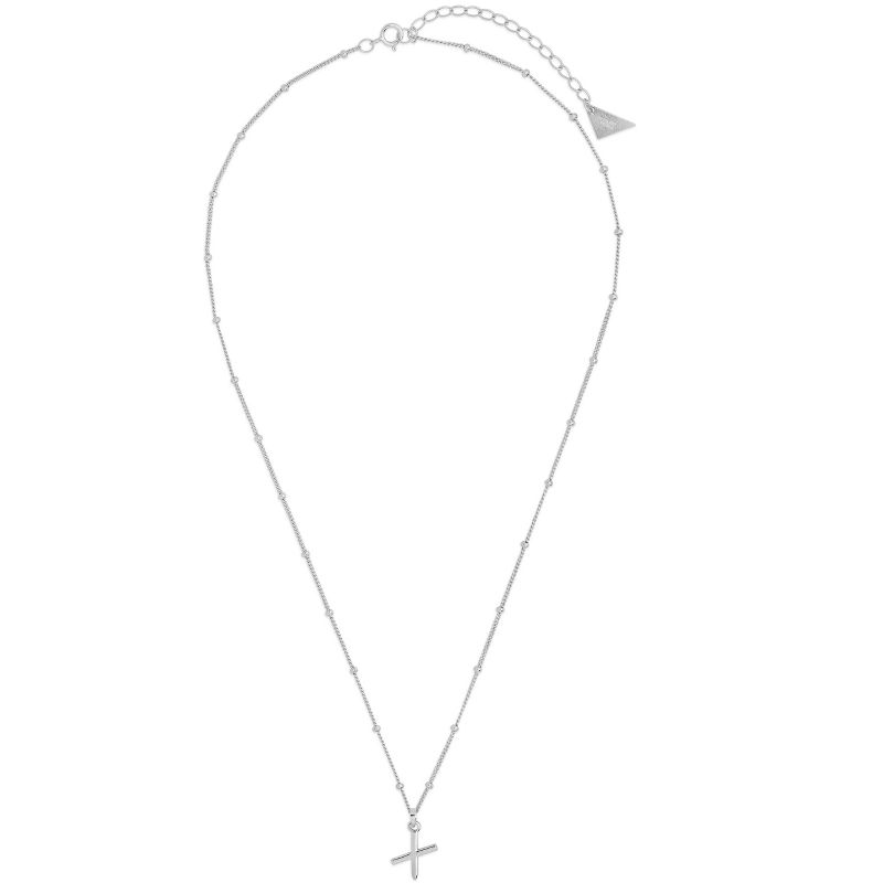 SHINE by Sterling Forever Sterling Silver Initial Necklace with Beaded Chain, 3 of 4
