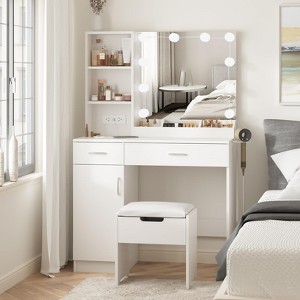 Makeup Vanity Desk with Lighted Mirror & Lots Storage - 1 of 4